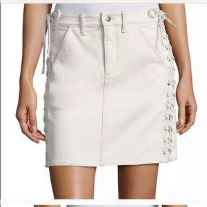 A.L.C. Ringo Lace-Up Denim Skirt in ivory size 2